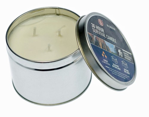 36 Hour 3 Wick Candle Emergency Disaster Survival Camping Palm Soy Wax Tin