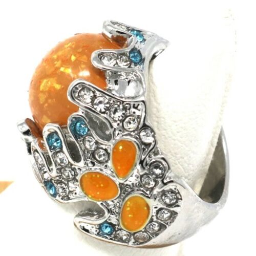 Details about  / Vintage Orange Opal Ring Women Birthday Wedding Engagement Jewelry Size 6 7 8 9