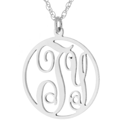 Personalized 2-Initial Monogram Circle Pendant Necklace in 925 Sterling Silver