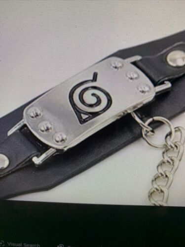 Anime Naruto Konoha Logo Leather Bracelet /& Ring Cosplay Wristband Jewelry
