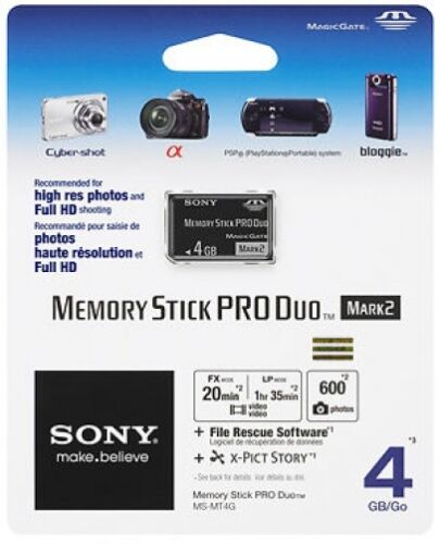 Sony 4gb Memory Stick Pro Duo Card for Sony SLT A65 A55 A35 A33 A77 