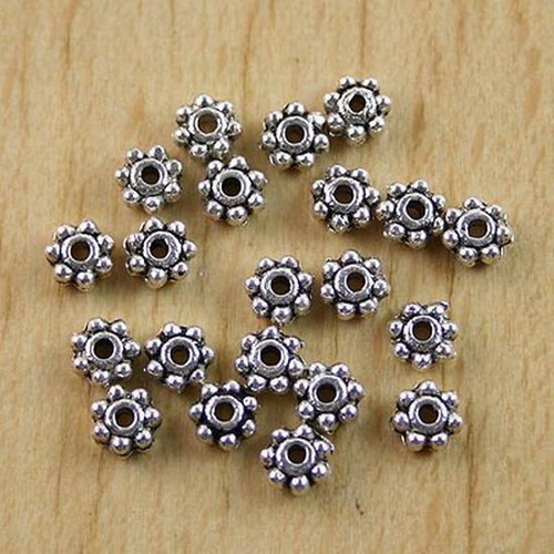 Spacers h0488 200pcs Tibetan Silver 2sided 4mm Daisy Beads