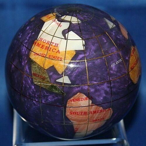 Details about   Semi-Precious Multi-Gemstone World Globe Paper Weight In Gift Box Purple Pearl