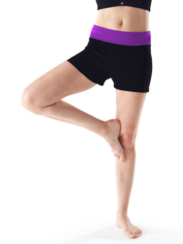 DECATHLON femme noir violet Contraste Taille Sports Running Yoga Shorts S M L XL