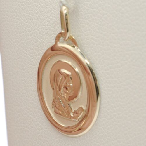 MADONNA 18K YELLOW GOLD MEDAL PENDANT LENGTH 0.94 WITH VIRGIN MARY IN PRAYER