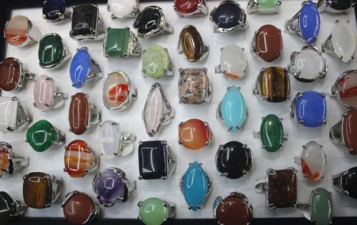 Großhandel gemischter 25st Viele Natürliche mix Farbe Stein Schmuck Ringe 