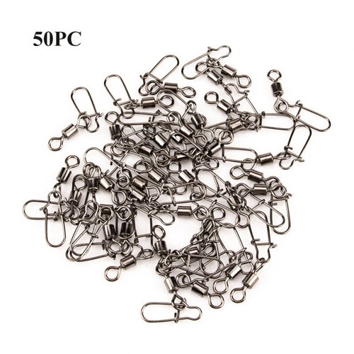 50pcs Edelstahl Kugellager Angeln Wirbel Snap Rolling Sea Connector Fish Tool