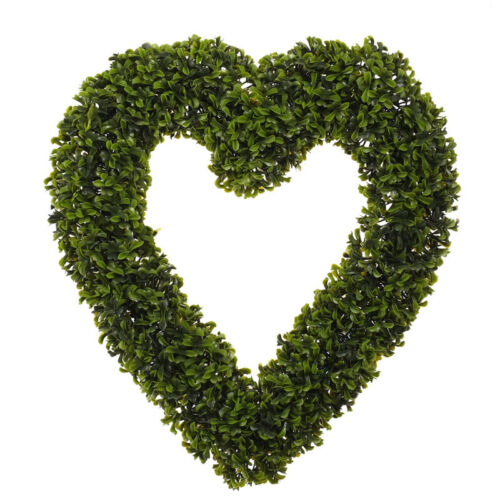 Topiary Heart Shape Boxwood Wreath Artificial Green Hanging Grass Garland Home