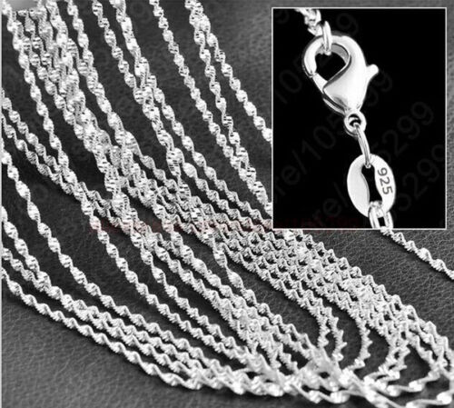 5PCS 16-30inches 925 Sterling silver plating Double Water Wave Chain Necklaces 