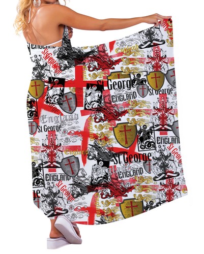 ST GEORGE ENGLAND DESIGN CHIFFON SARONG SWIMWEAR BEACH COVER UP WRAP X-LARGE