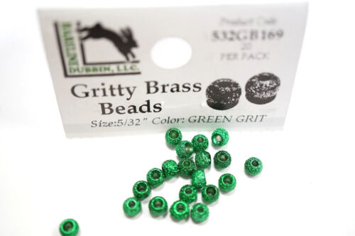 Gritty Brass Beads Ø 3,8mm Hareline 20 St Texturierte Messing Beads GREEN GRIT 
