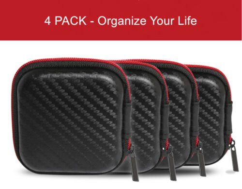 4PACK Headphone Earphone Zipped Case Storage Portable Travel Gym Pouch Organizer