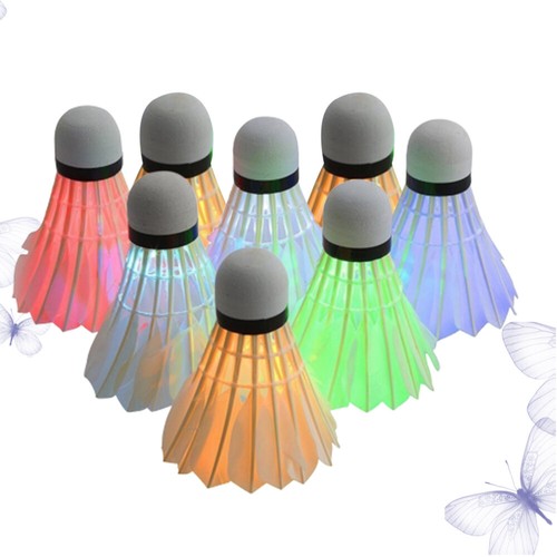 8Pcs LED Badminton Shuttlecocks Night Lighting Birdies Glow For Sport