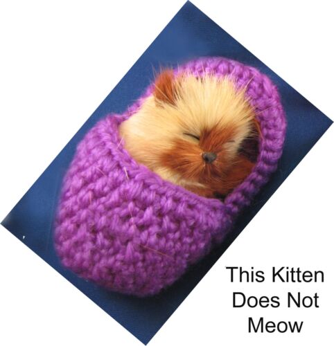 Realistic Meowing Furry Kitten/Cat in Knitted Slippers Choose Your Color 