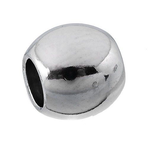10PCs acier inoxydable Ton argent Rond Solide Perles 8x7mm