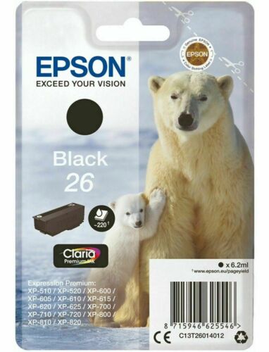 EXP Epson 26 Ink Cartridge Genuine Black T2601 for Expression Premium XP-720