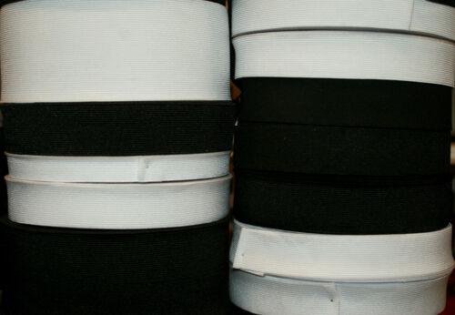 White and Black Flat 20 mm Wide Elastic
