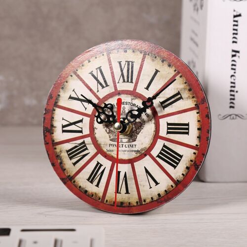 1Pc Artistic European Style Round Antique Wooden Home Office Wall Cl HG