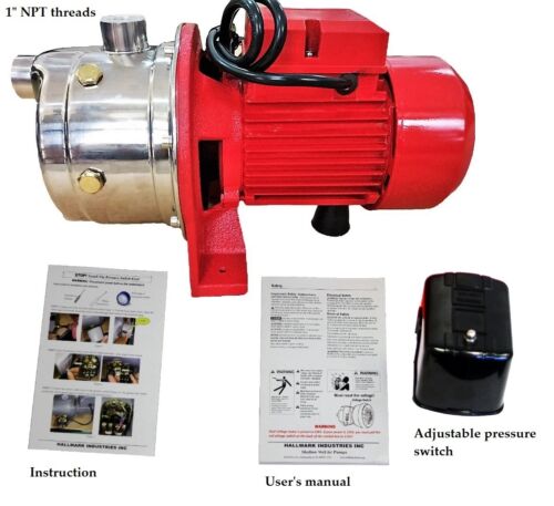 1 HP 18 GPM Shallow Well Jet Pump &Pressure Switch 115/230V Stainless Steel 