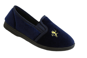 BOYS NAVY BLUE LION SLIPPERS RUBBER SOLES SIZE 11-5
