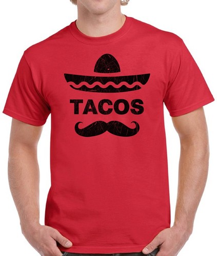 Tacos Shirts Tops T-shirts for Men Men/'s Mexican Party Sombrero /& Mustache