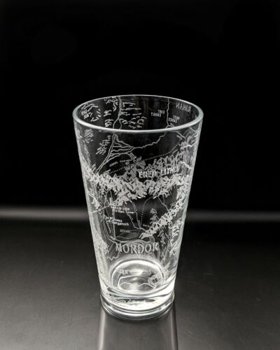 MAP OF MORDOR//GONDOR//ROHAN Lord of the Rings Engraved Pint GlassTolkien Gift