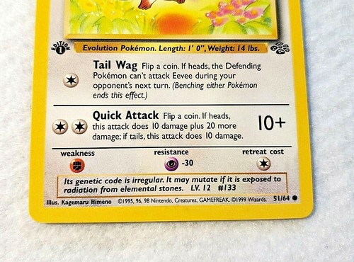 POKEMON EEVEE 51//64 1ST EDITION JUNGLE 1999 LIGHTLY PLAYED 946P