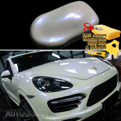 Gloss Pearl White Color Change to Purple Vinyl Film Wrap Bubble Free Air Release 