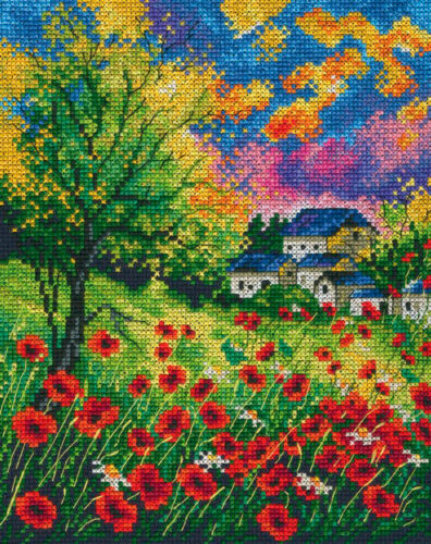Counted Cross Stitch Embroidery Kit Run Away Poppies RTO Manufacture 