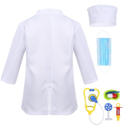 Doctor Coat Fancy Dress Up Costume Kids Boys Girls Nurse Paramedic Scrub Uniform