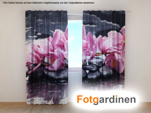 auf Maß Fotogardine /"Orchidee/" Gardine mit Motiv Digitaldruck Vorhang bedruckt