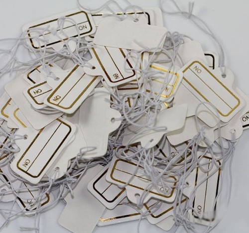Wholesale 1000X White Brown Label String Jewelry Merchandise Price Tags Elastic