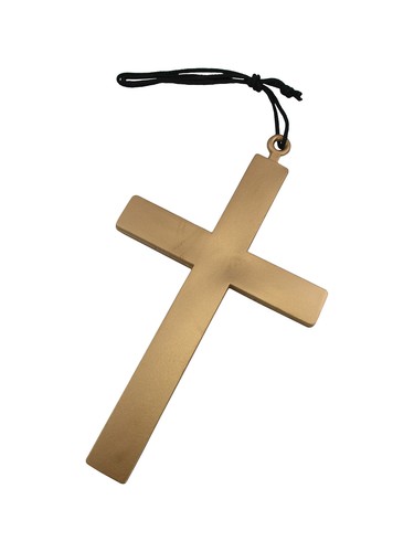Gold Plastic Monk/'s Cross Priest Nun Crucifix Costume Accessory 5/" x 9/" Necklace