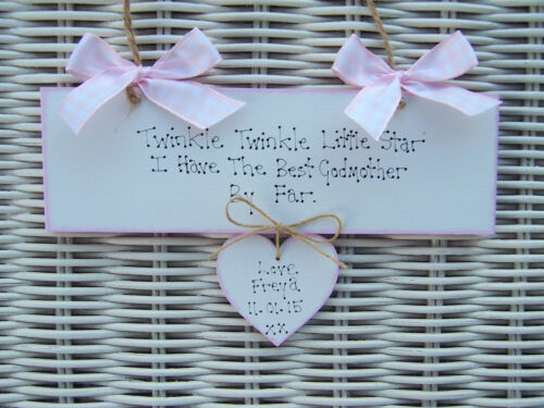 Personalised Godmother Godparents Baby Christening Gift Plaque Sign New Baby