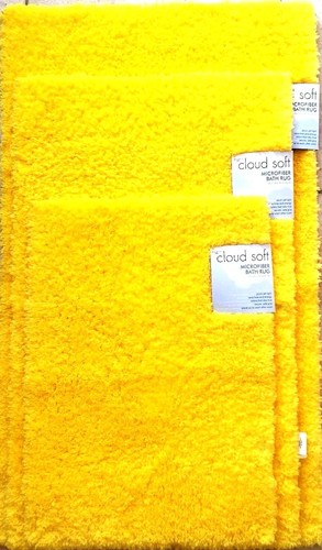 NEW CLOUD SOFT BRIGHT YELLOW MICROFIBER BATH RUG CARPET,FLOOR MAT-SMALL,MEDIUM