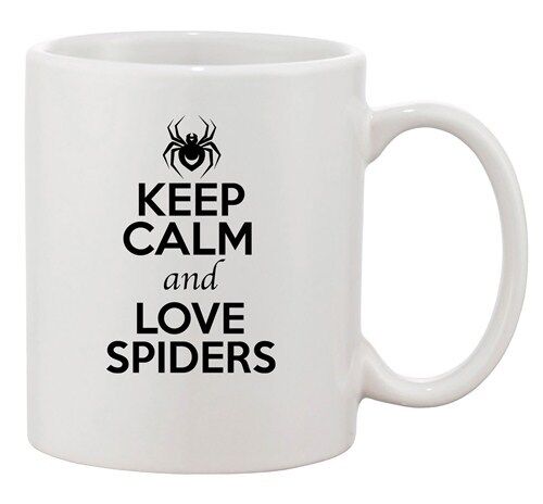Keep Calm And Love Spiders Arachnids Insect Lover Funny Ceramic White Coffee Mug 