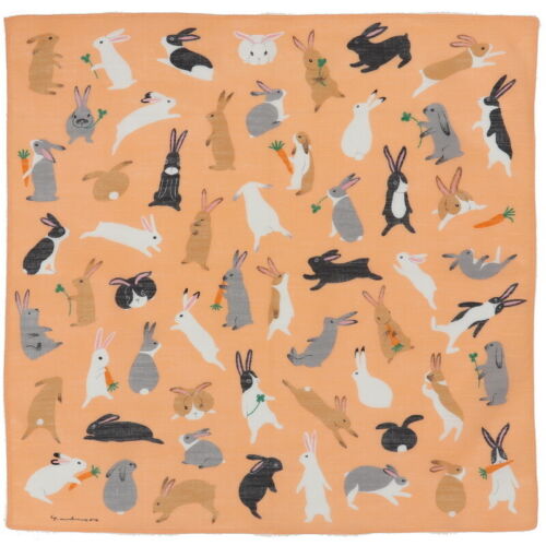 Japanese Furoshiki Wrapping Cloth Scarf Tapestry 19.75" Cotton Rabbit Fluffle 