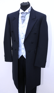 BOYS NAVY HERRINGBONE FROCK COAT 100/% WOOL WEDDING DRESS SUIT MJ-129 MENS