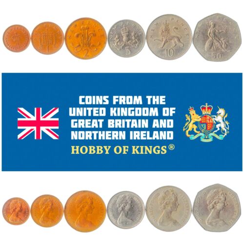 Details about  / SET OF 6 COINS FROM UNITED KINGDOM: 1//2 2 1968-1981 50 NEW PENCE 1 5 10