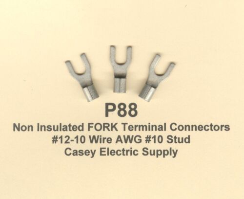 50 Non-Insulated FORK Spade Terminal Connectors #12-10 Wire AWG #10 Stud MOLEX