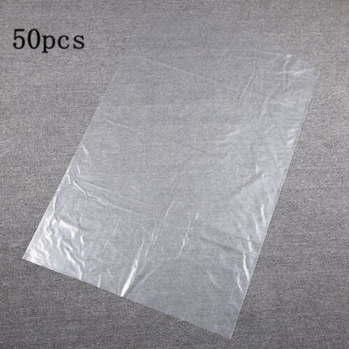 10/50pc plástico transparente Polietileno Prendas de vestir traje Cubierta Bolsa Vestido Ropa de tintorería 