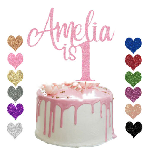 Personalised 1st Birthday Glitter Cake Topper Any Age Name 13 16 18 21 30 40