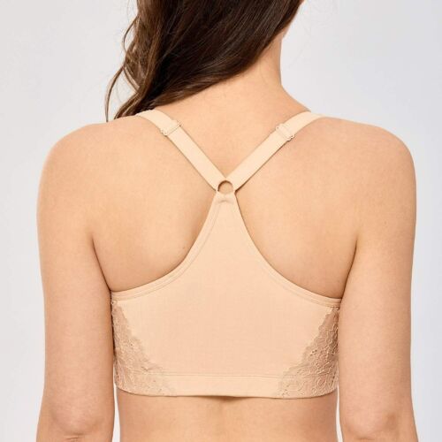AISILIN Women's Wirefree Front Closure Bra Cotton Full Coverage Back Support 