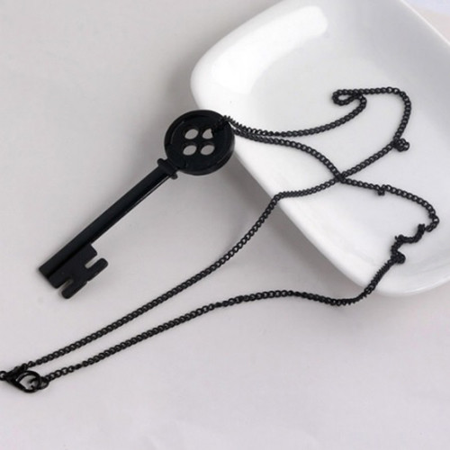 Necklace Collier Coraline Black Button Key Clé Bouton Noir Tim Burton Gothique