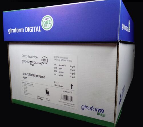 8.5 x 11-4 Part GiroForm DIGITAL Carbonless Paper Reverse 1250 Sets 5000 Sheets