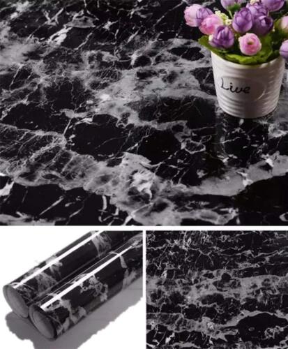 Black Marble Contact Paper Granite Wallpaper Self Adhesive Counter Top Liner 