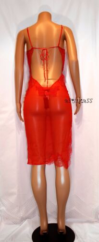 $328.00 Victoria's Secret Designer Collection Embellished Lace & Silk Slip L red 
