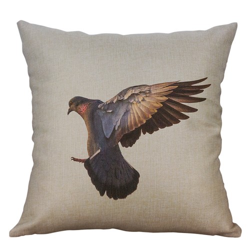 18/" Sparrow Pattern Cotton Linen Square Home décorer Sofa Pillow Cover