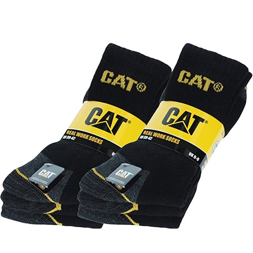 CAT Caterpillar Mens Adults Heavy Duty Industrial Workwear Socks Pack of 6
