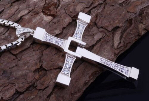Cross Pendant Necklace Silver Stainless Steel Unisex/'s Chain Crucifix Men Women